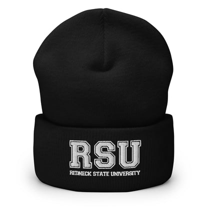 Black colorway: RSU Cuffed Beanie in Black - Redneck State University Apparel