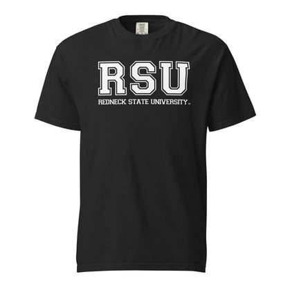 RSU Heavyweight T-Shirt in Black - Front - Redneck State University Apparel