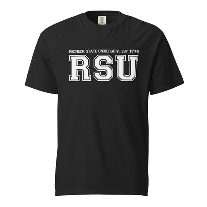 EST RSU Heavyweight T-Shirt in Black - Front - Redneck State University Apparel